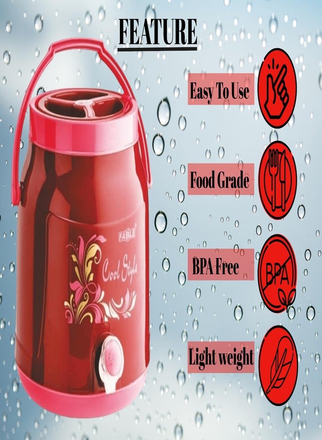 Nabhya Cool Style Chilled Water Camper Dispenser Insulated Plastic Water Jug | Food Grade | Easy to Carry | BPA Free (6 Litre, Maroon) - Image 3